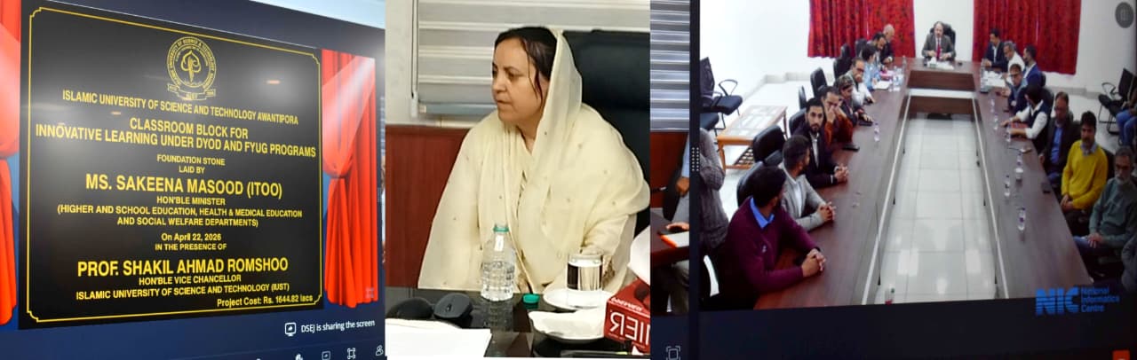 Sakeena Itoo Lays e-foundation of Classroom Block for Innovative learning under DYOD, FYOG at IUST-22