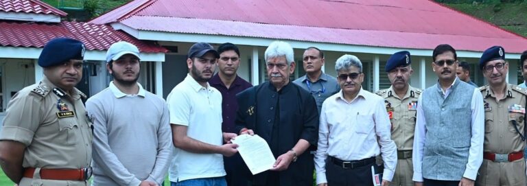 Lieutenant Governor hands over appointment letter to son of Martyr HC Ashiq Hussain Qureshi